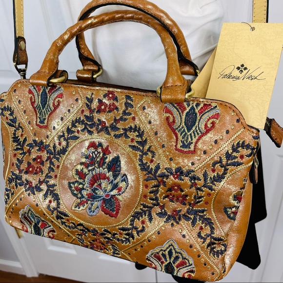 PATRICIA NASH crossbody tote Provincial Embroidery Collection ANGELIN Tan Gold - Picture 12 of 15